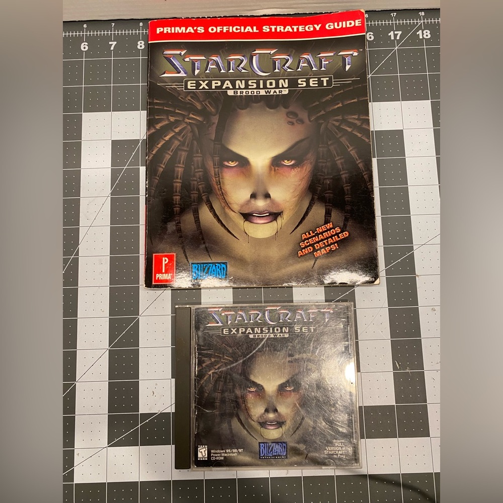 Starcraft Brood War Expansion Set (PC 1999) + Prima Strategy Guide, Tested!